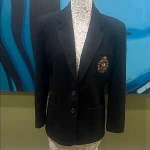 Ralph Lauren Black Blazer with Embroidered Crest